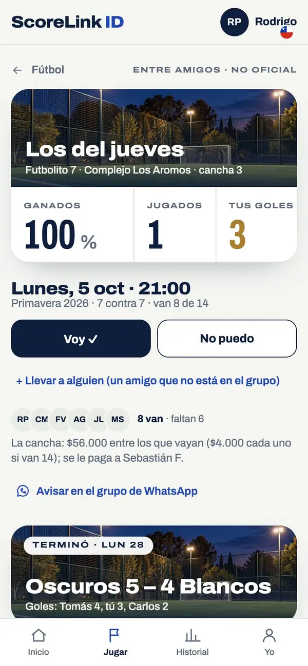 Fútbol entre amigos en el celular: el partido del jueves, quién va y la cancha